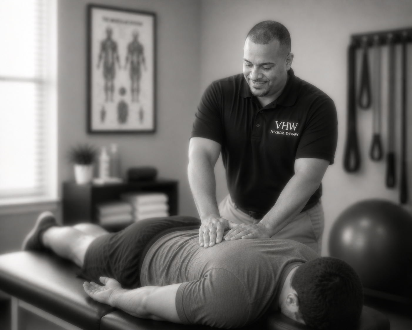 Dr. Bruce Valencia, DPT working with a patient